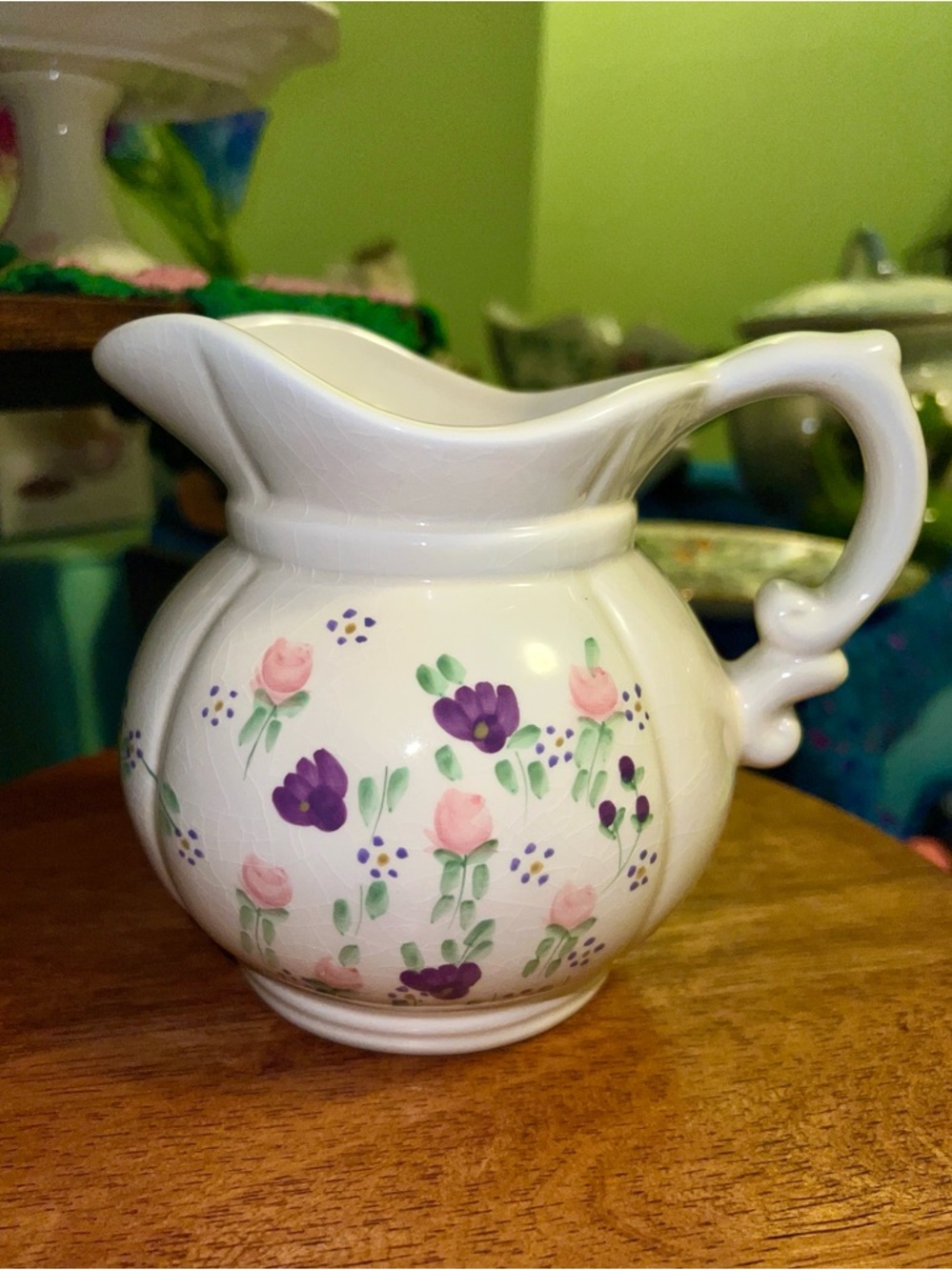 Hand-Painted Floral Ceramic Creamer pitcher